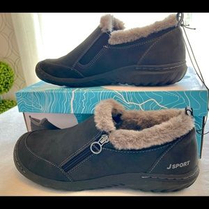 JSport Elenor Faux Sherling Slip On - Black